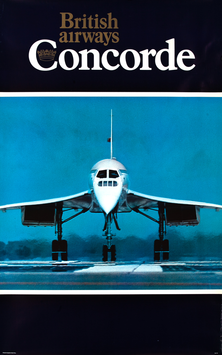 British Airways Concorde on runway Original Travel Poster