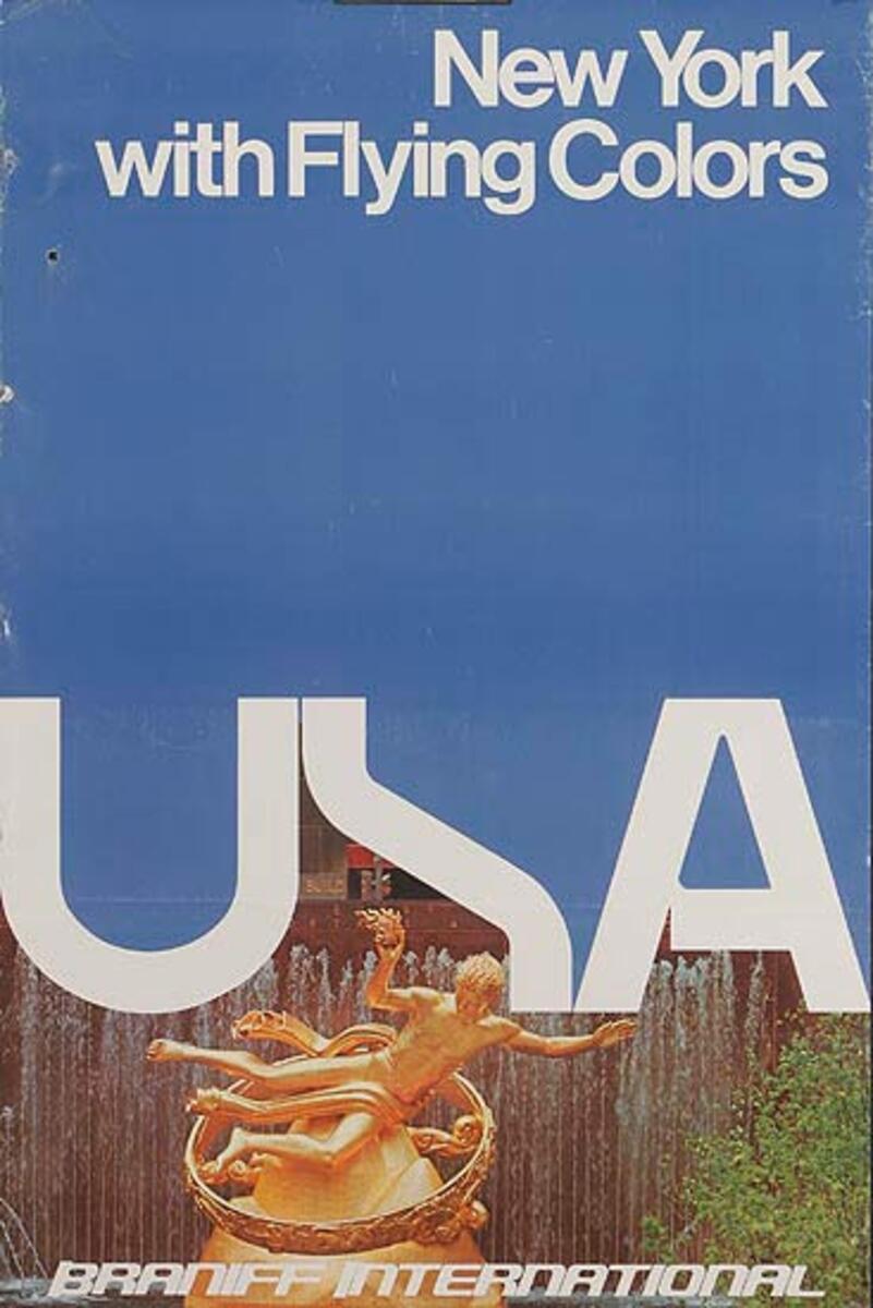 Braniff International USA New York Original Travel Poster
