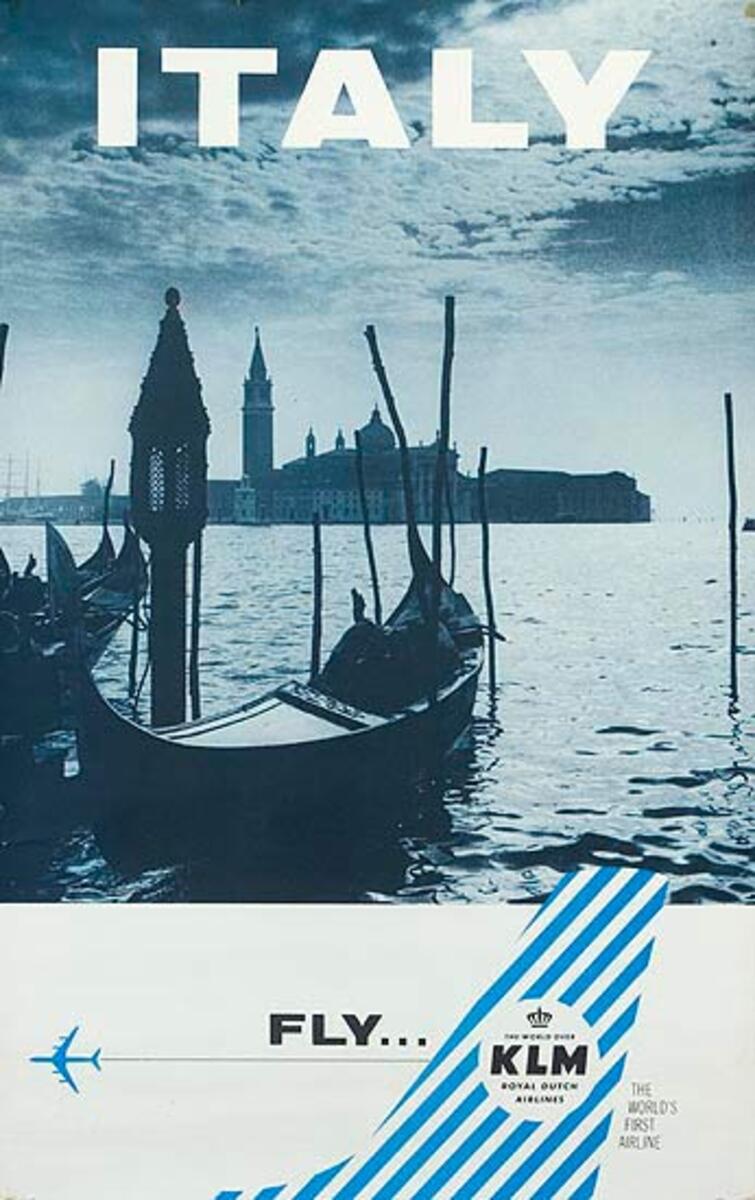 KLM Airlines Original Travel Poster Venice Italy