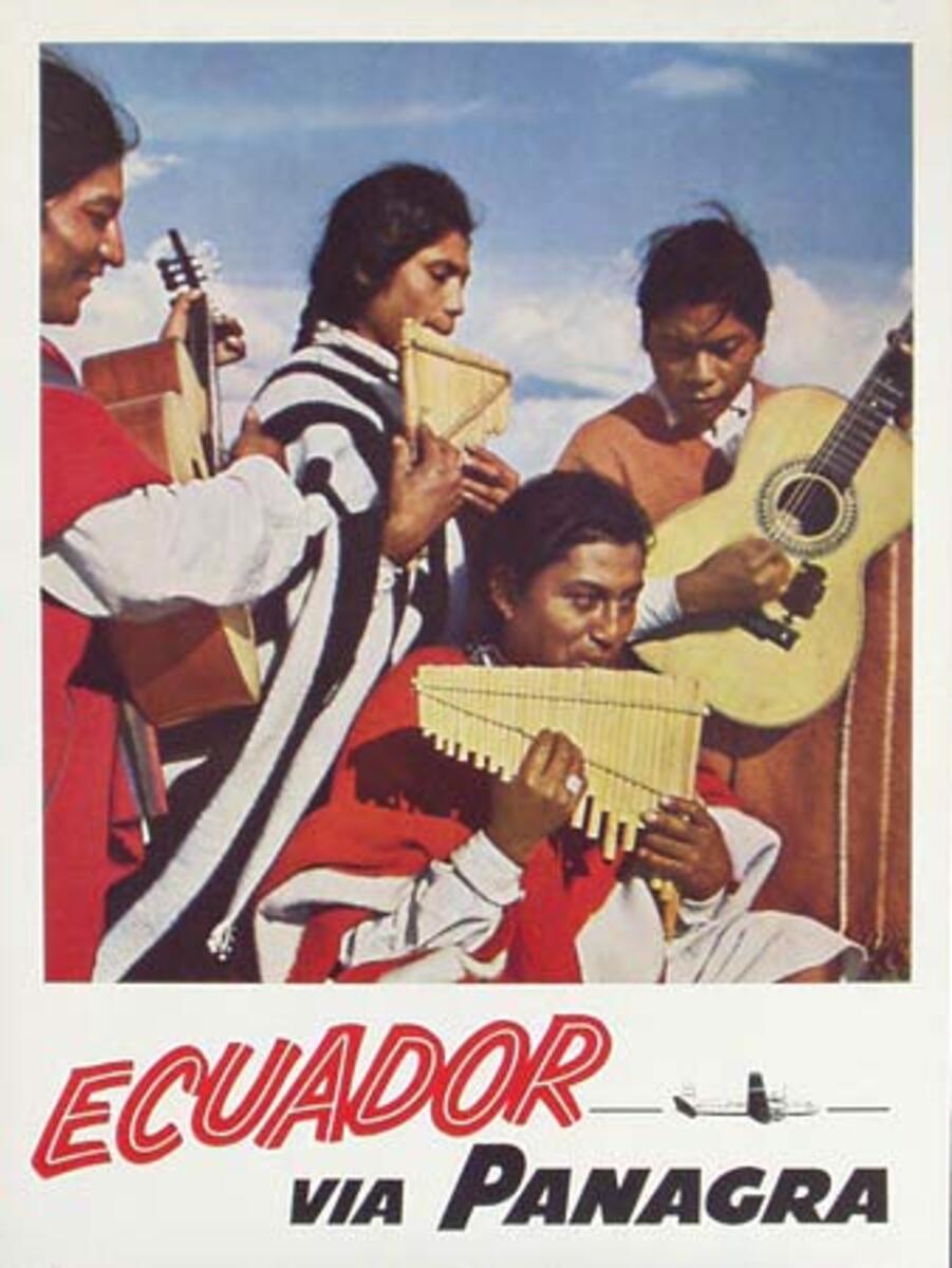 Panagra Original Vintage Travel Poster Ecuador band