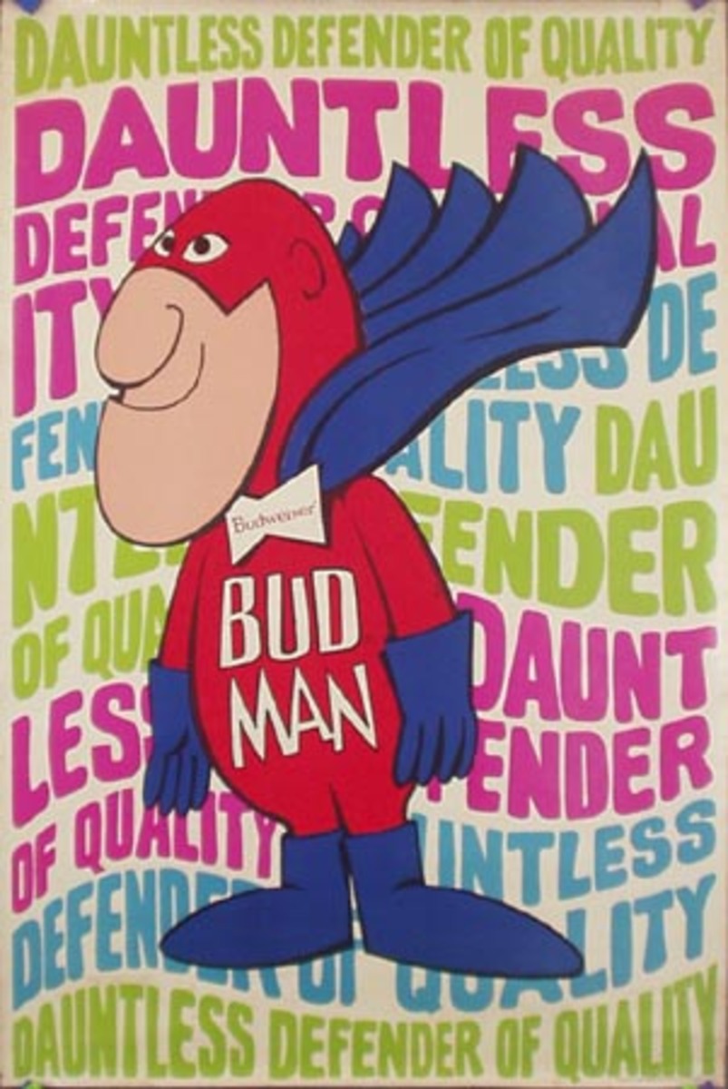 Original Budweiser Advertising Poster BUD MAN Dauntless Defender of Quality