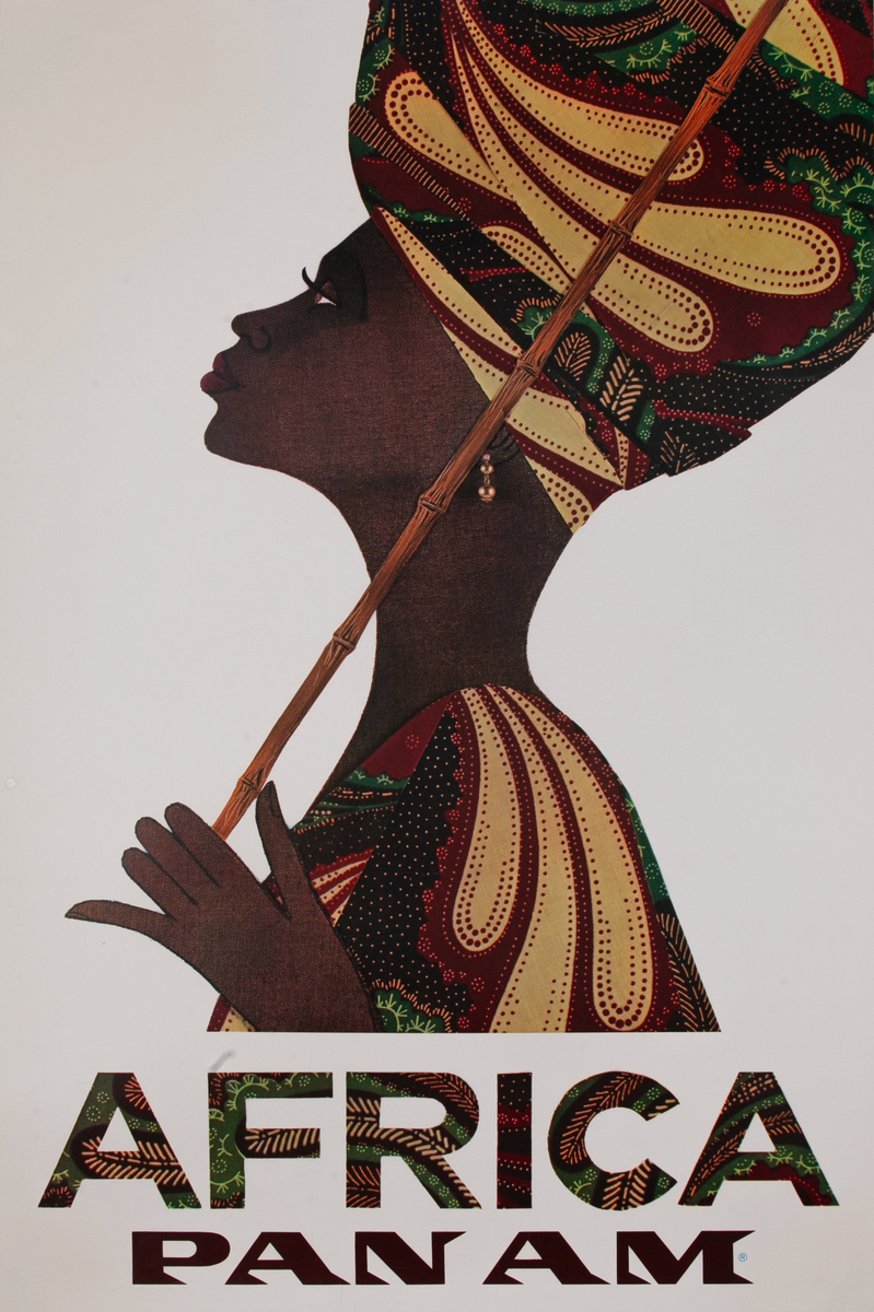 Pan American Airways Original Travel Poster Africa Woman With Headdress