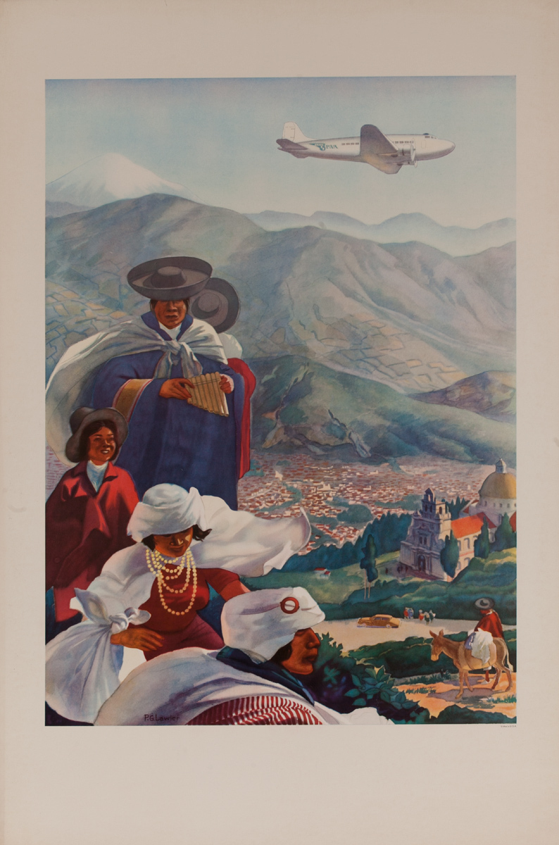 Pan Am Airlines Travel Poster Equador