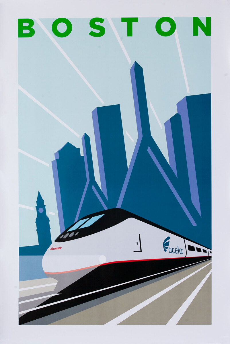 Amtrak Acela Original Travel Poster Boston