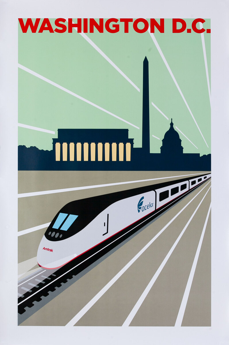 Amtrak Acela Original Travel Poster Washington DC