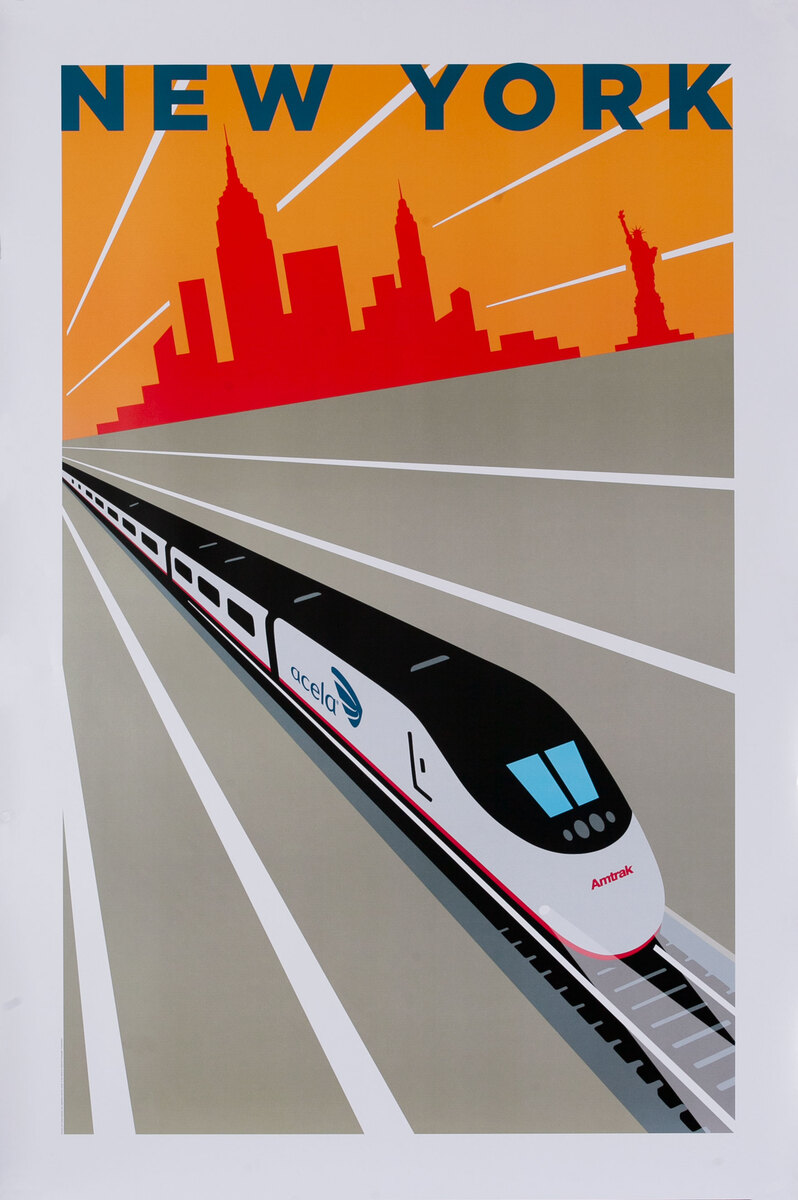 Amtrak Acela Original Travel Poster New York City