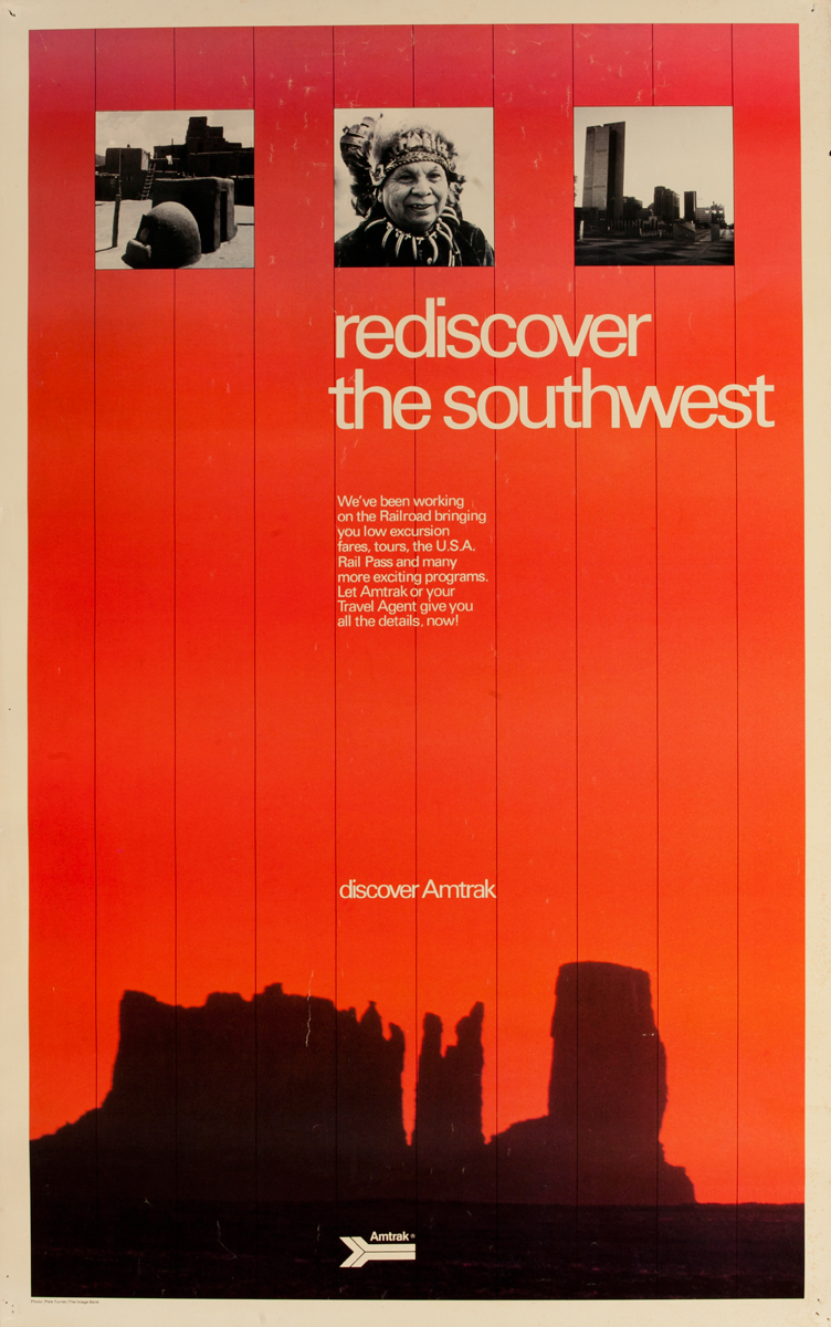 Rediscover the Southwest Original Amtrak Railroad Travel Poster