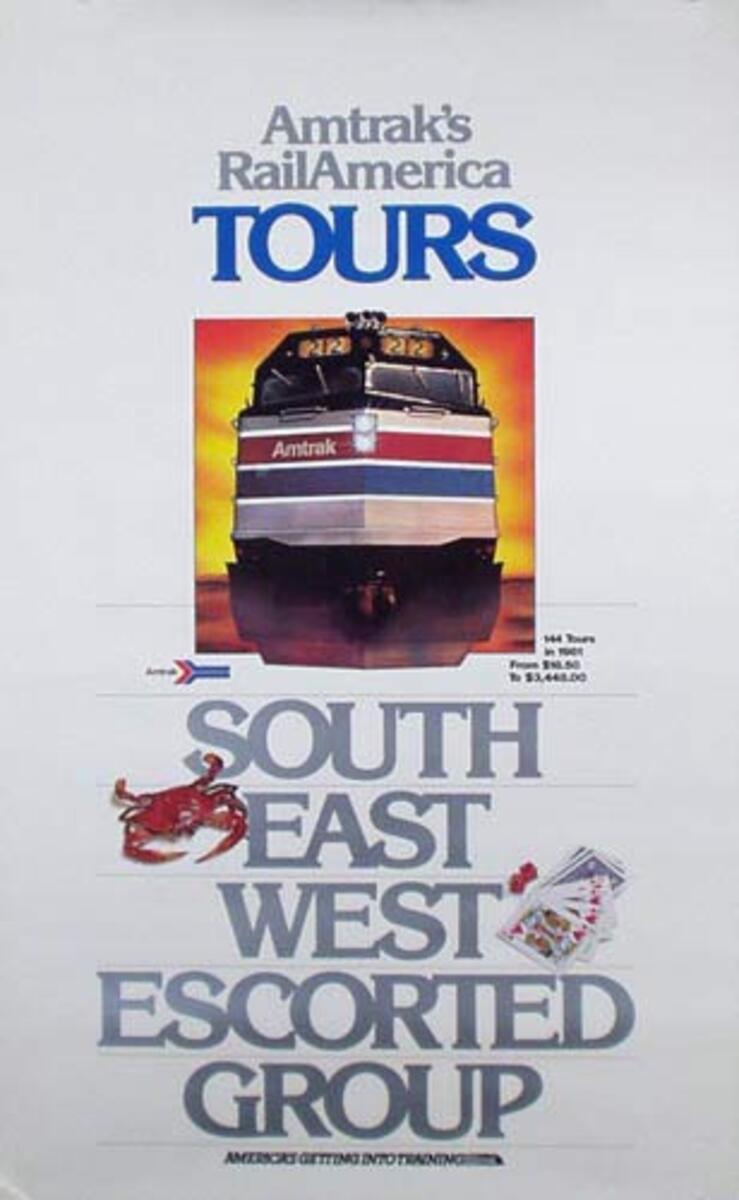 Amtrak Railroad Original Travel Poster Rail America Tours