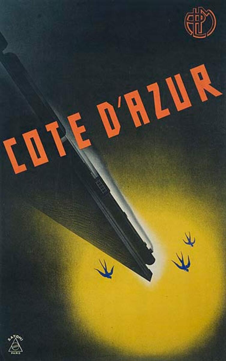 PLM Cote d'Azur Original Travel Poster 