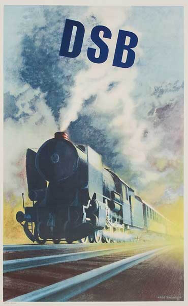 DSB Original Danish Railroad Advertising Poster