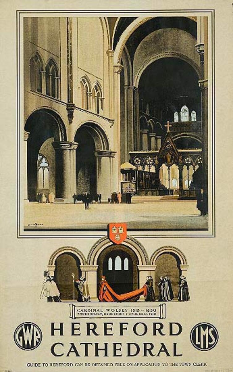 Hereford Cathedral GWR Great Western Rail Original British Travel Poster