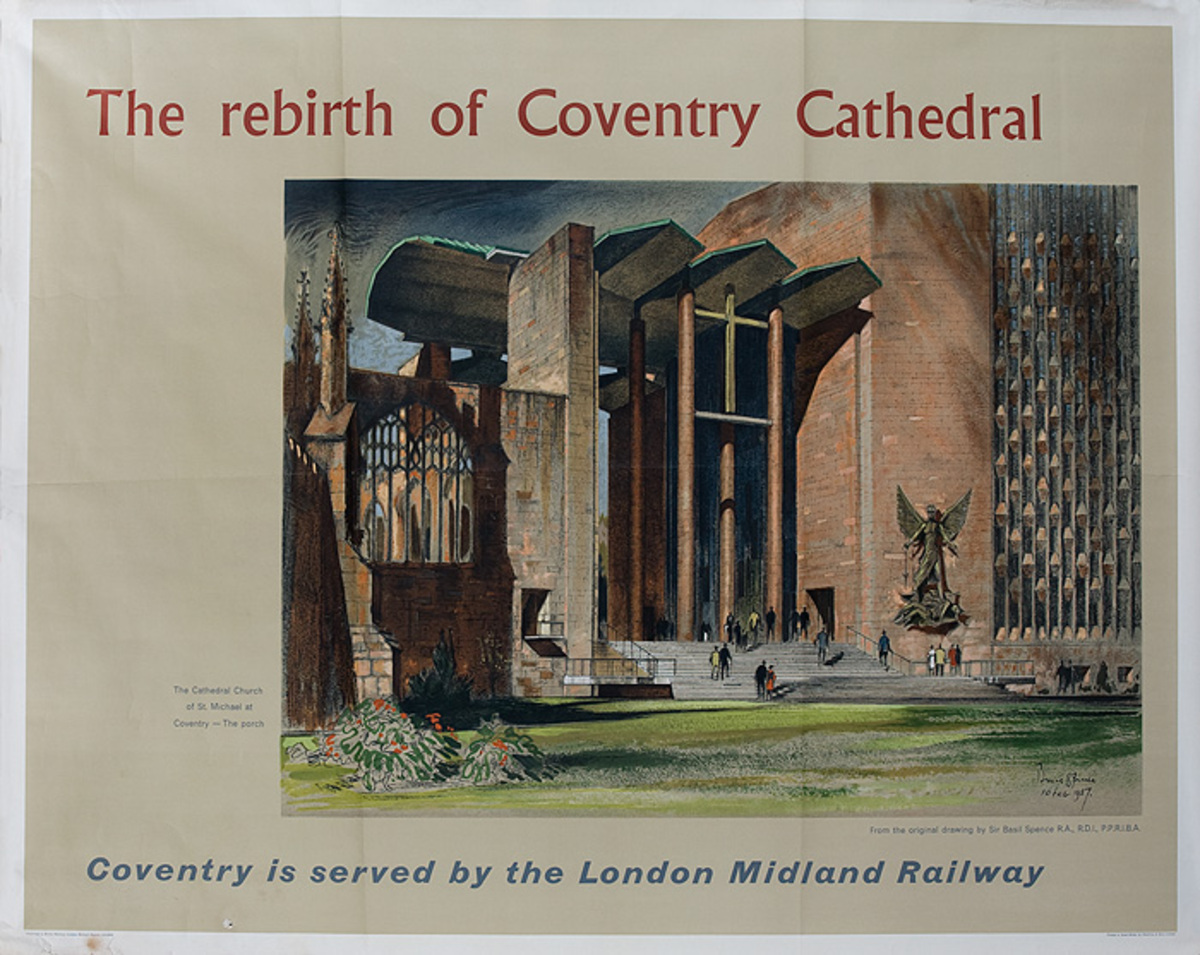 London Midland Railroad Coventry Cathedral Travel Poster