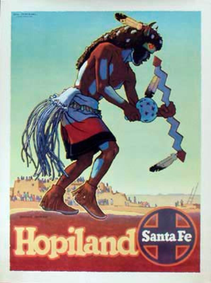 Santa Fe Railroad Original Vintage Travel Poster Hopiland