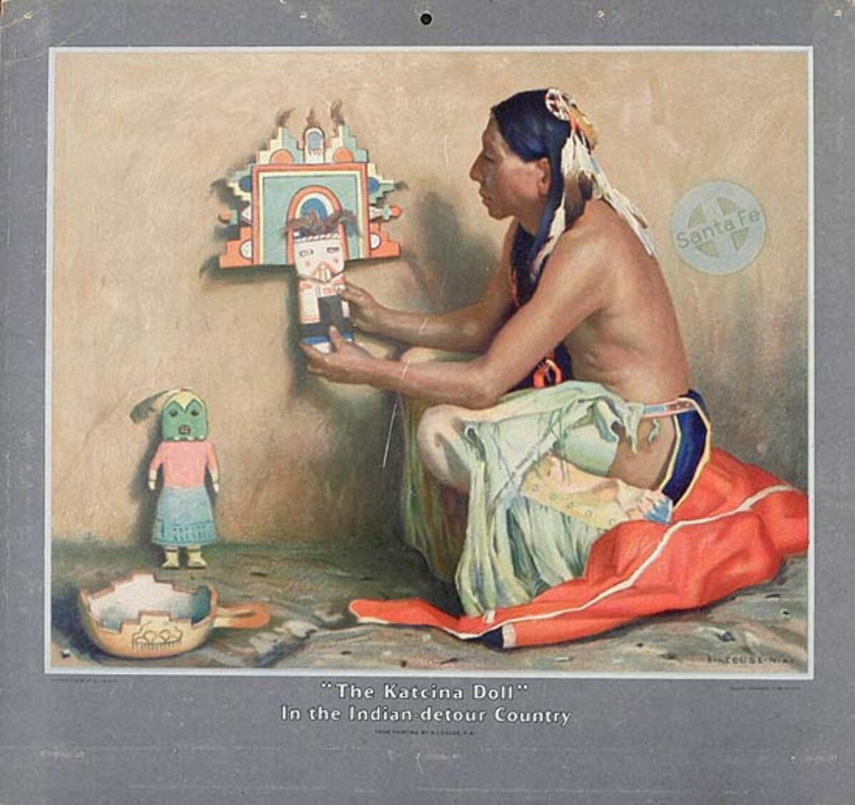 The Katcina Doll In the Indian-detour Country Original Santa Fe Railroad Advertising Calendar