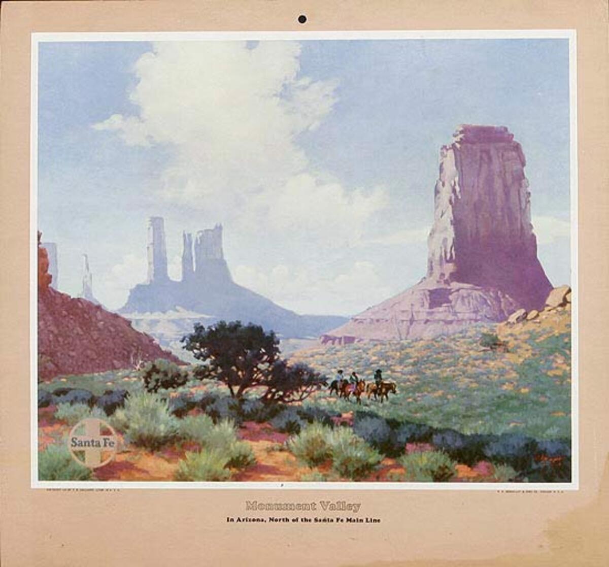 Monument Valley In Arizona, North of the Santa Fe Main Line Original Santa Fe Railroad Advertising Calendar