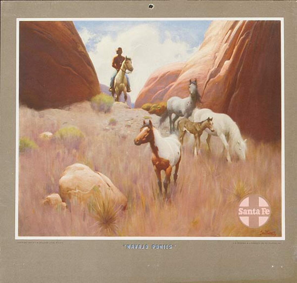 Navajo Ponies Original Santa Fe Railroad Advertising Calendar