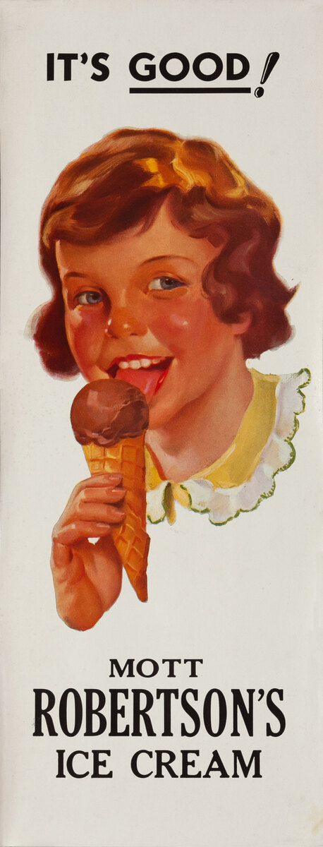 It's Good Robertson's Ice Cream Original American Advertising Poster Girl