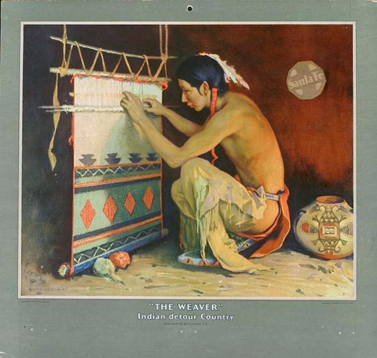 The Weaver Indian-detour Country Original Santa Fe Railroad Advertising Calendar