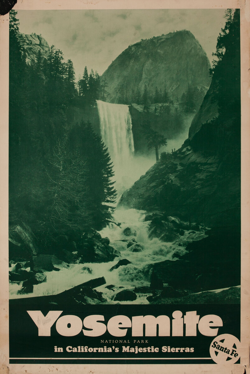 Santa Fe Railways Original Vintage Advertising Poster Yosemite
