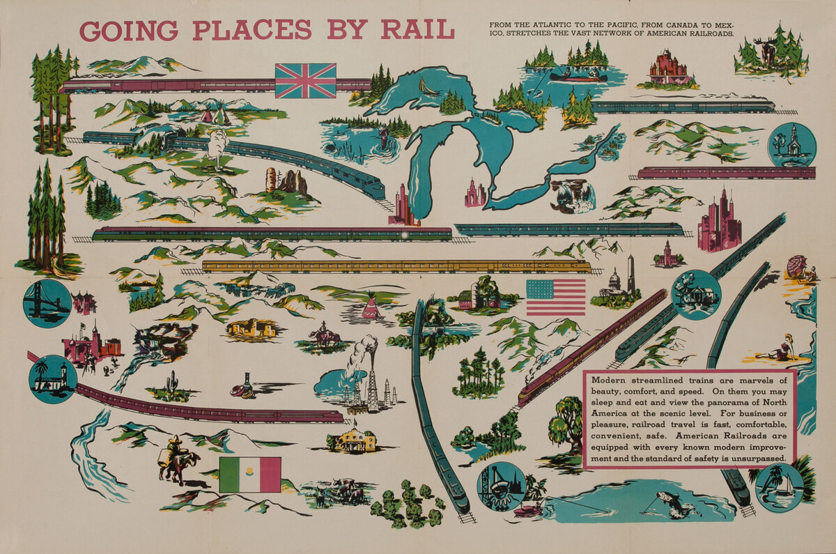 Going Places By Rail Original Educational Poster