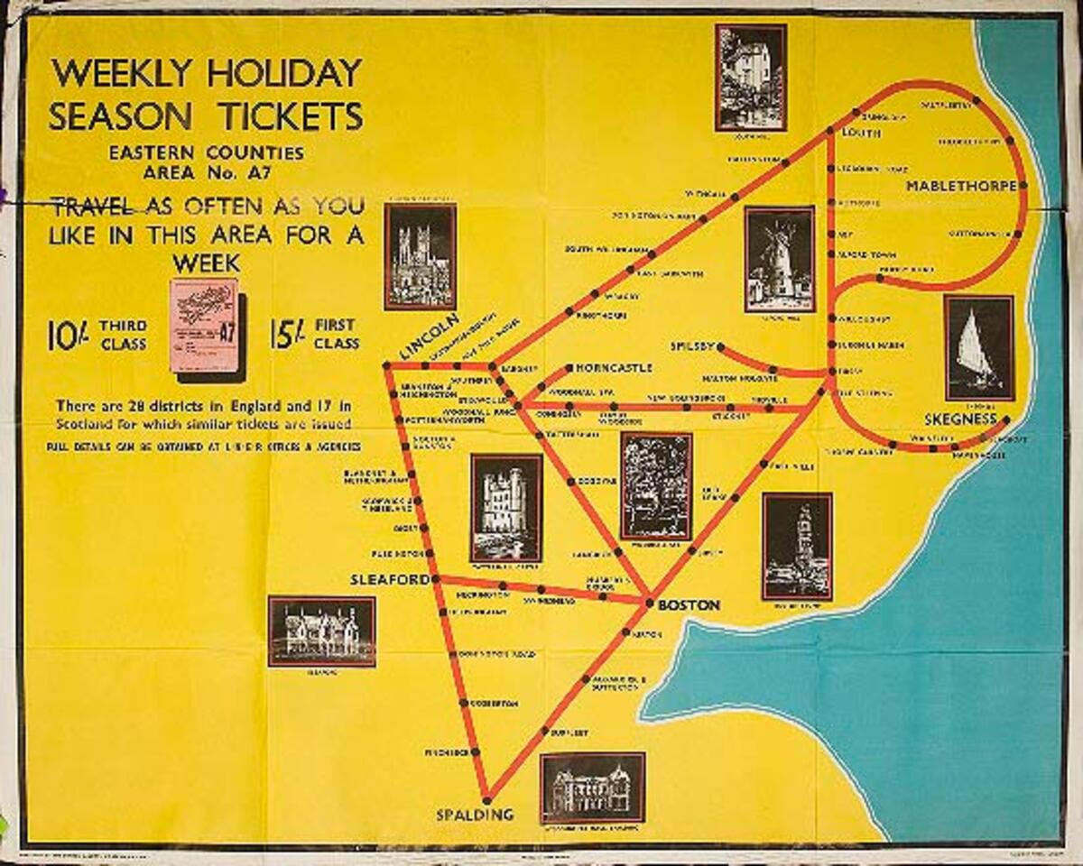 LNER Weekend Holidays Season Tickets Original Travel Poster