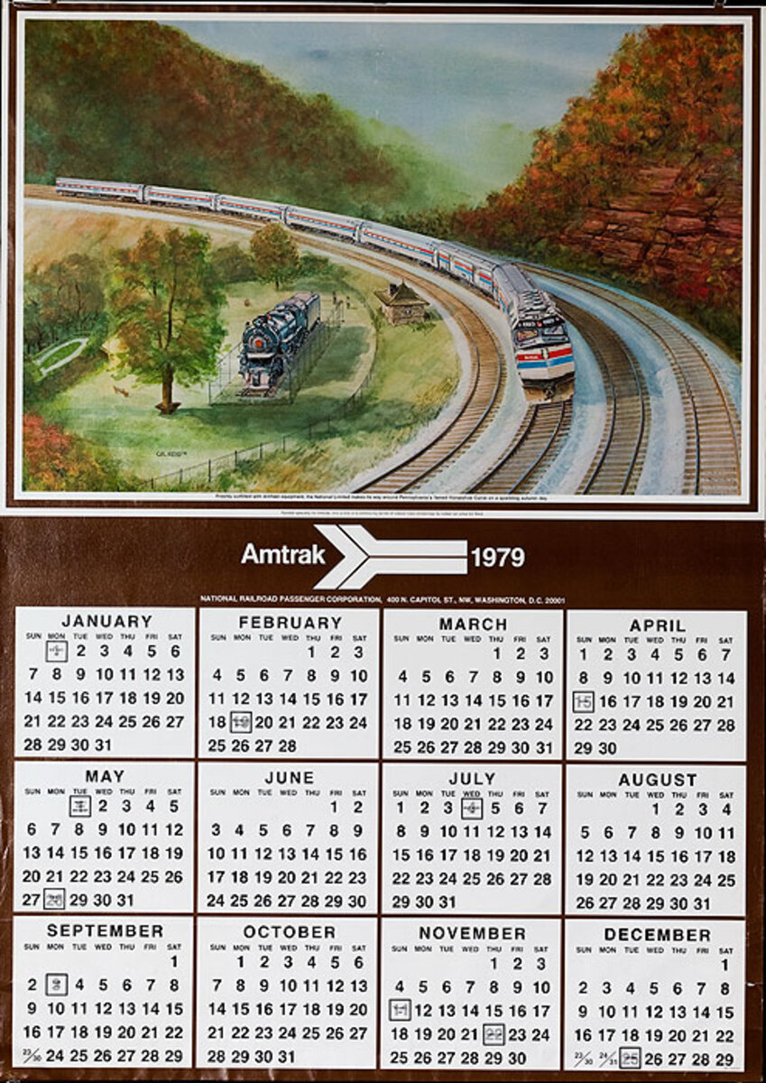 Amtrak Original Railway Calendar 1979