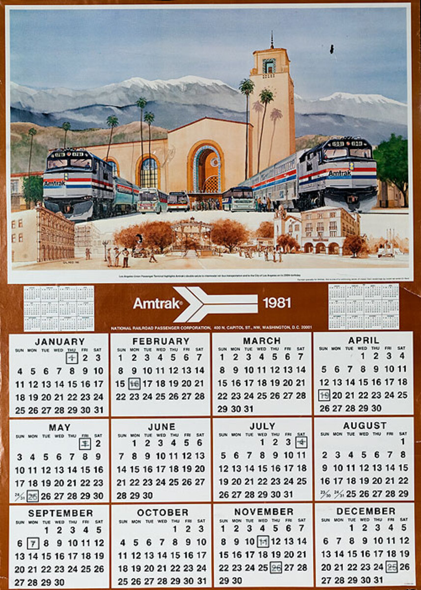 Amtrak Original Railway Calendar 1981