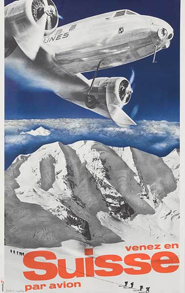 Venez en Suisse Par Avion Swissair 1931 1981 Anniversary Poster