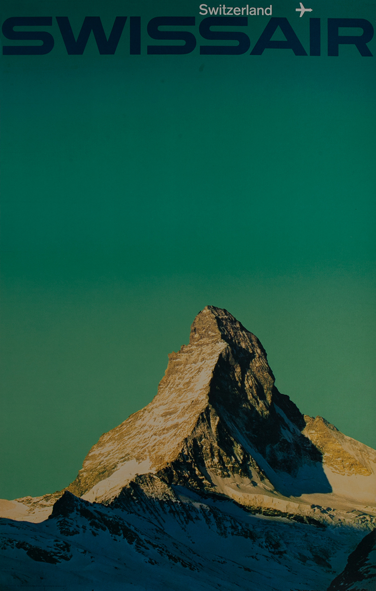 Swissair Original Vintage Travel Poster Mt Cervin Zermatt