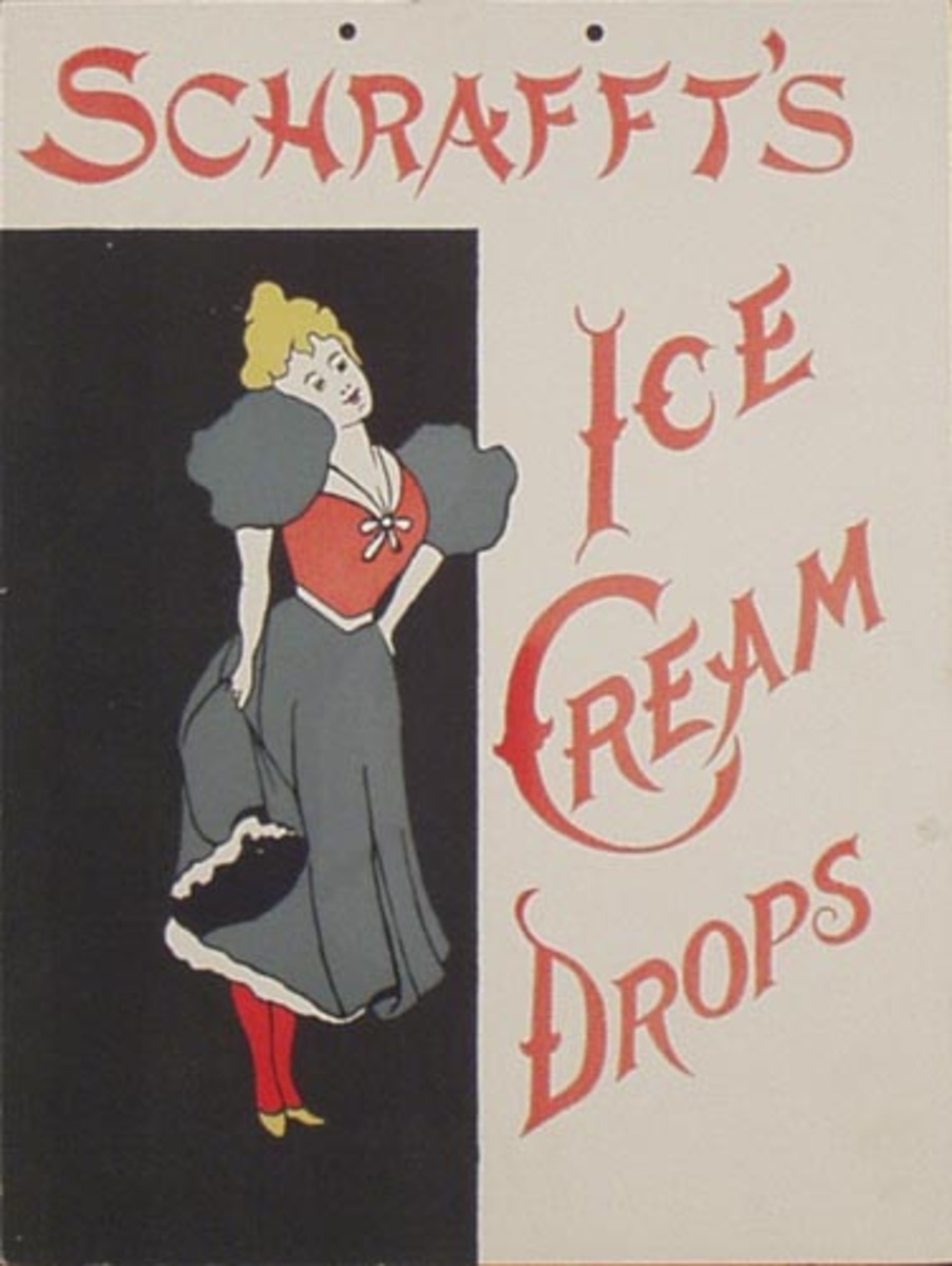 Schrafft's Ice Cream Drops Original Advertising Poster Woman