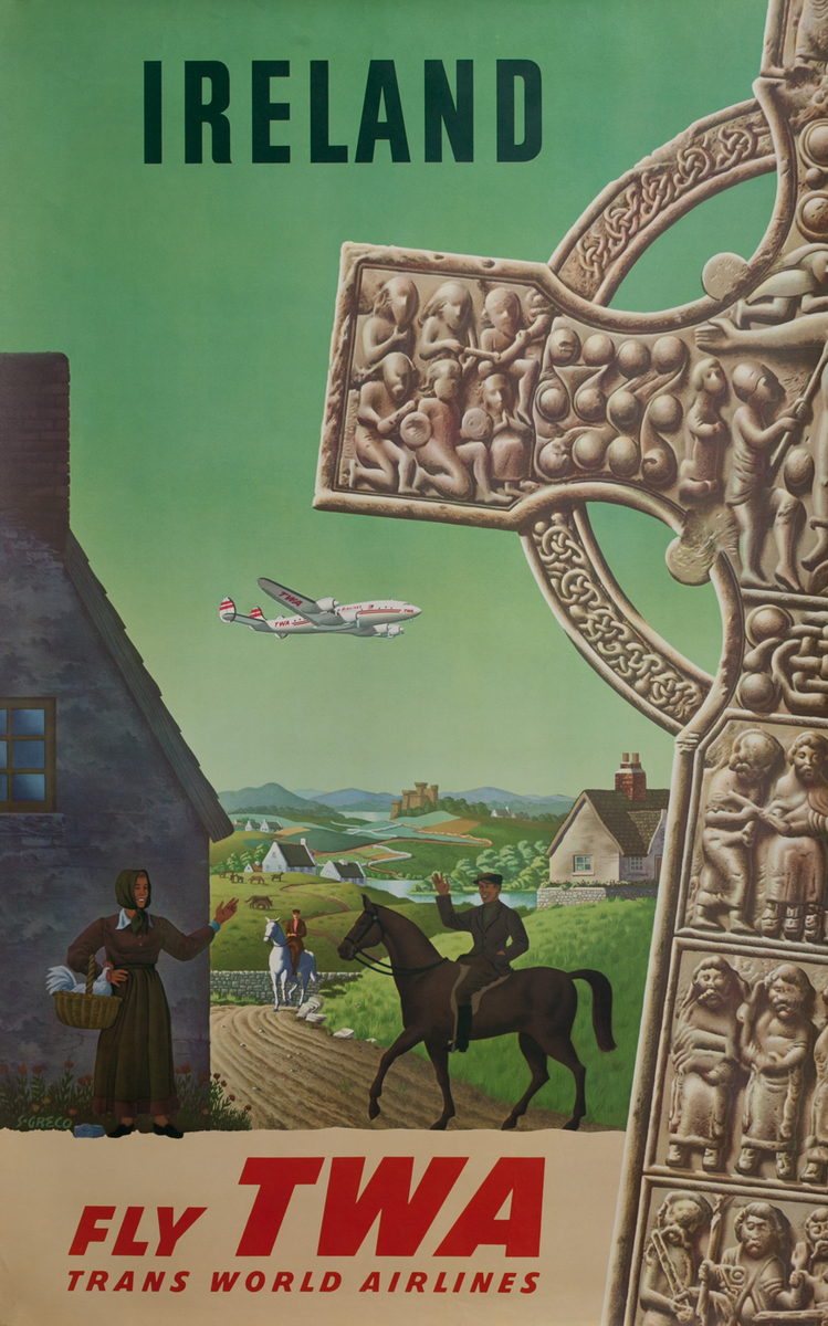 TWA Original Travel Poster Ireland Ankh