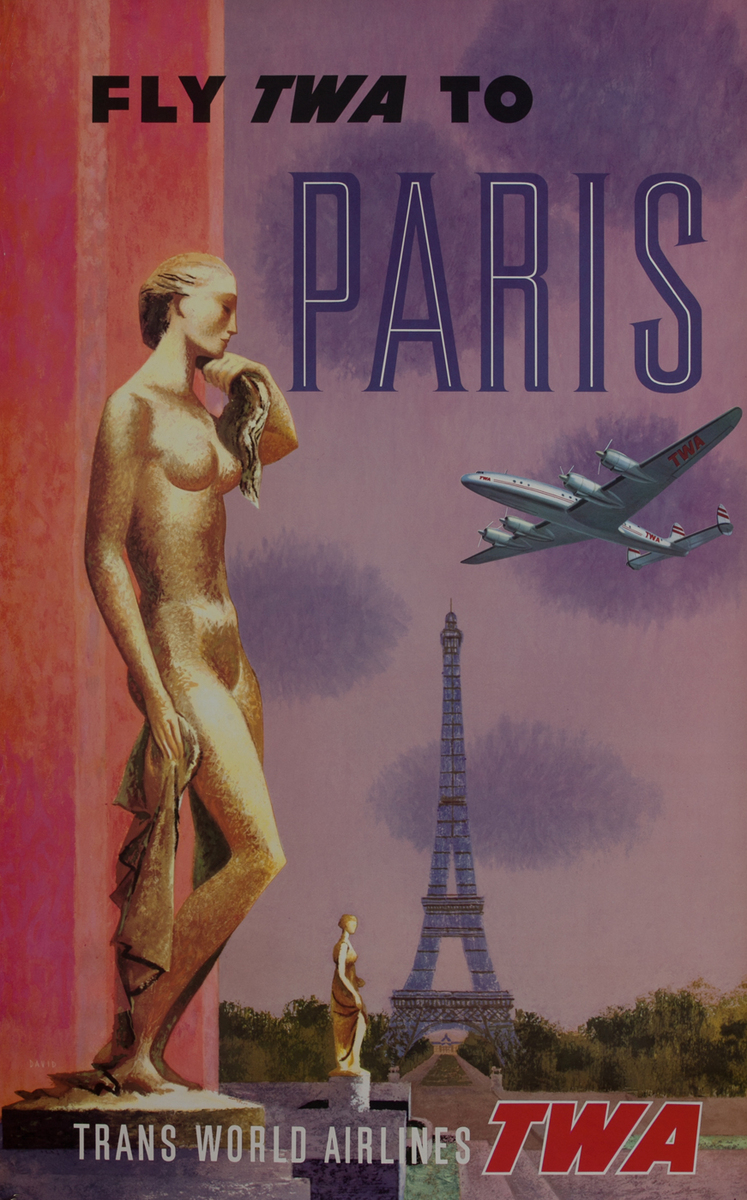 Fly TWA to Paris Travel Poster Constellation