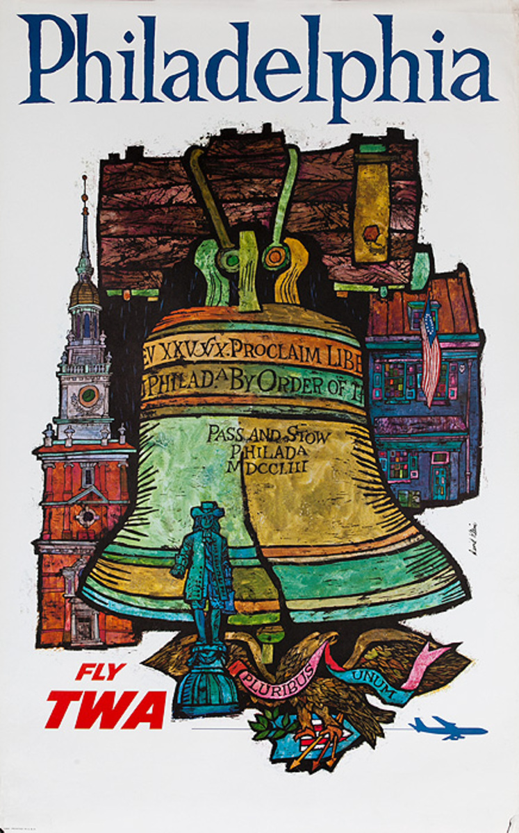 TWA Original Travel Poster Philadelphia, Klein