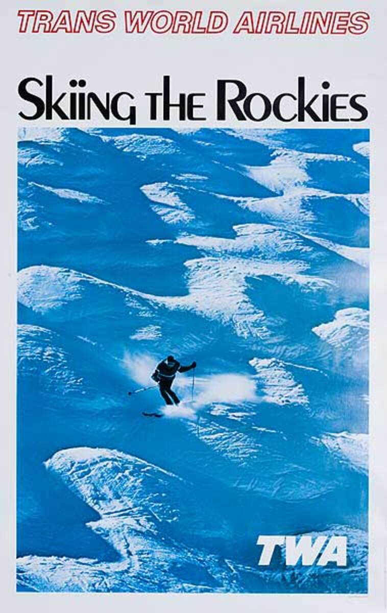 Trans World Arlines Skiing The Rockies Original Travel Poster