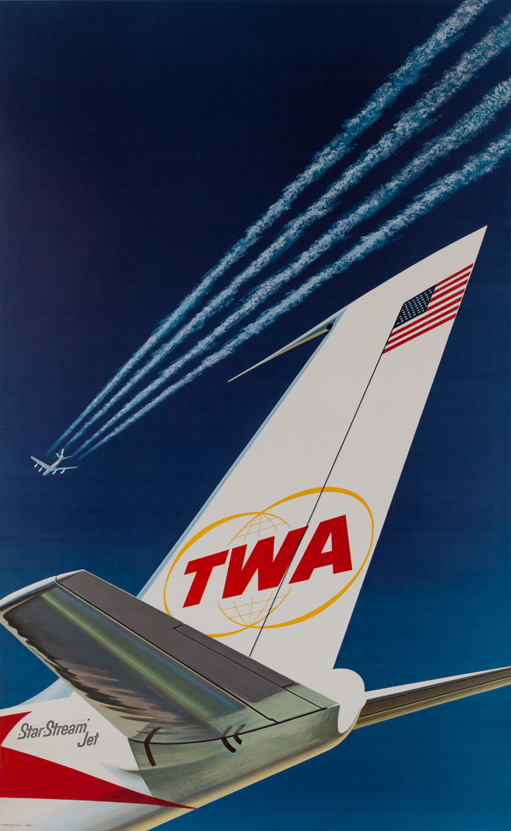 TWA Original Travel Poster Star Stream