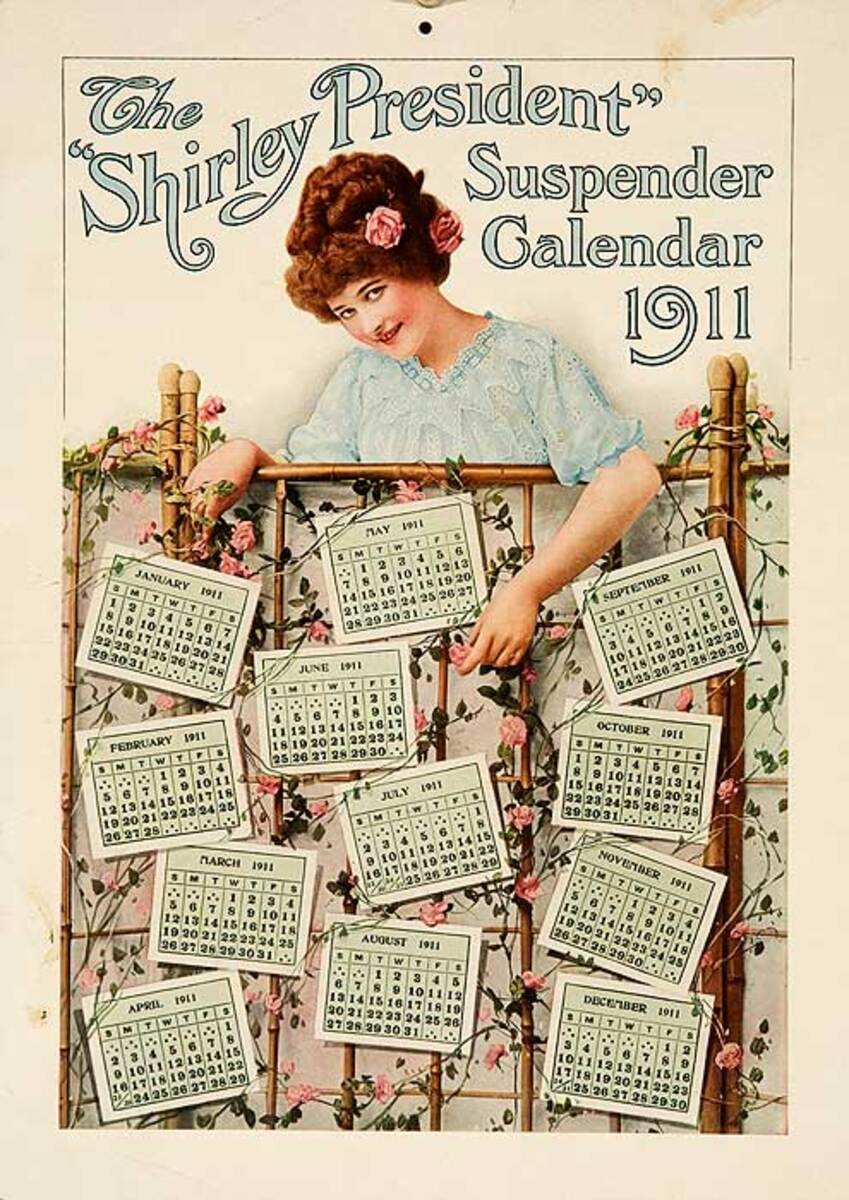 Shirley Suspenders Original American Advertising Poster Calendar