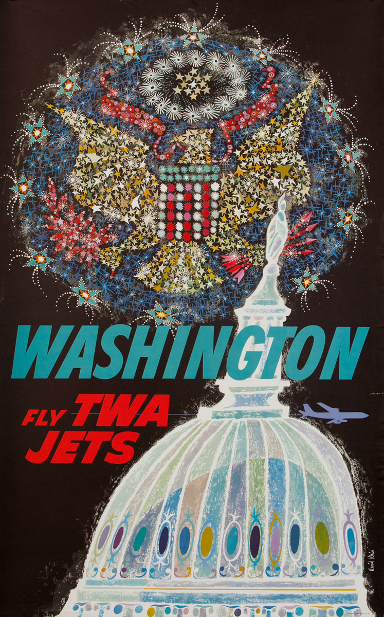 TWA Original Travel Poster Washington DC