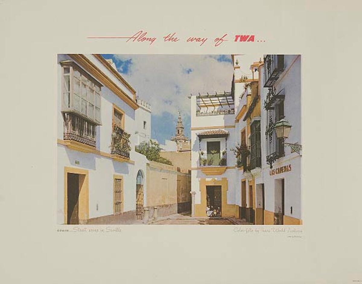 Along The Way of TWA Advertising Poster Print Seville Spain