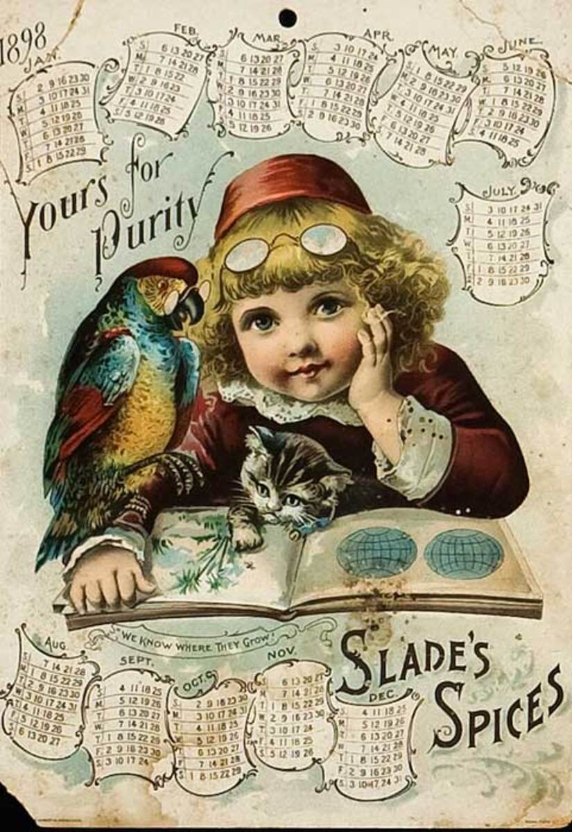 Slades Spices Original American Advertising Poster Calendar
