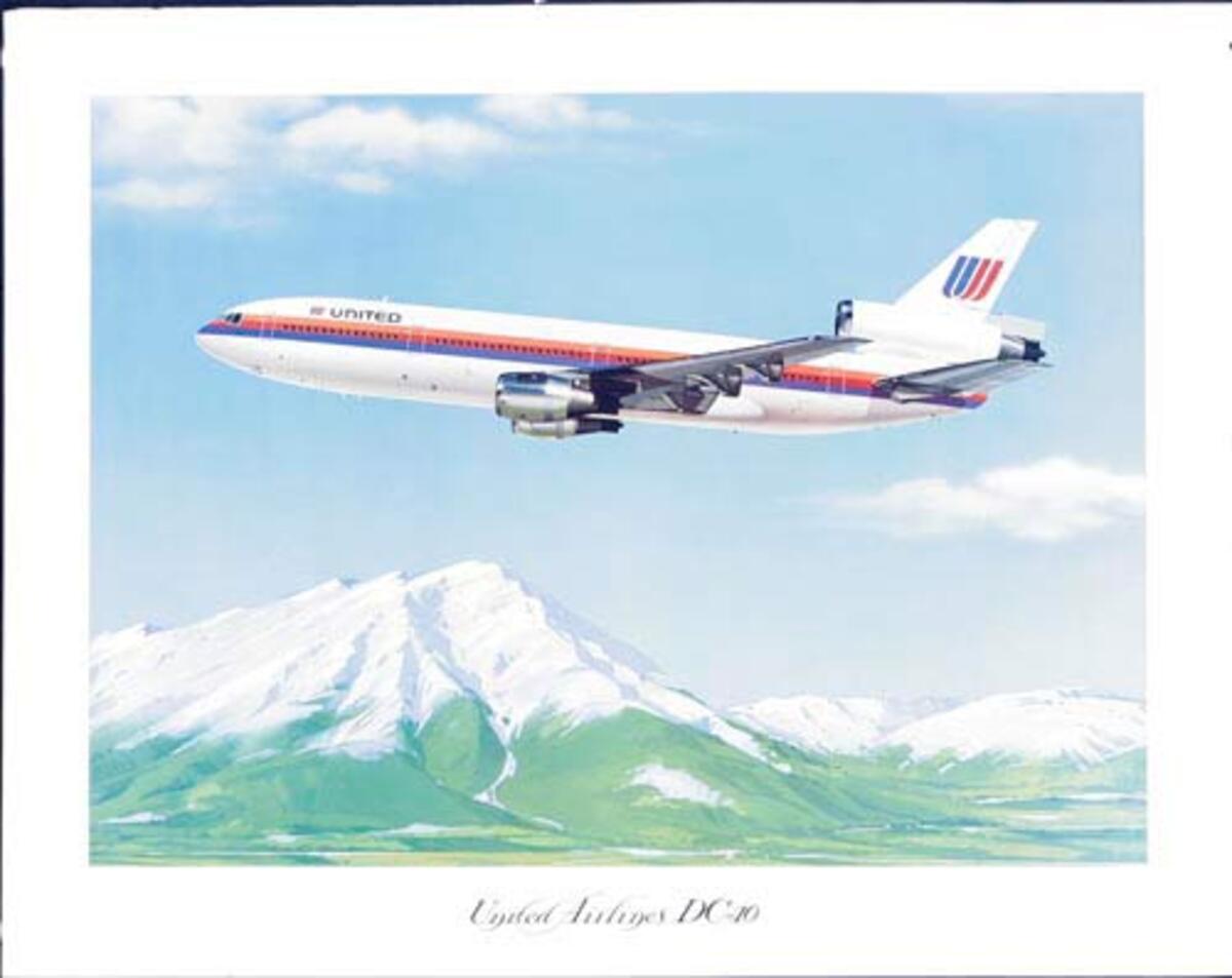United Airlines Original Travel Poster DC-10