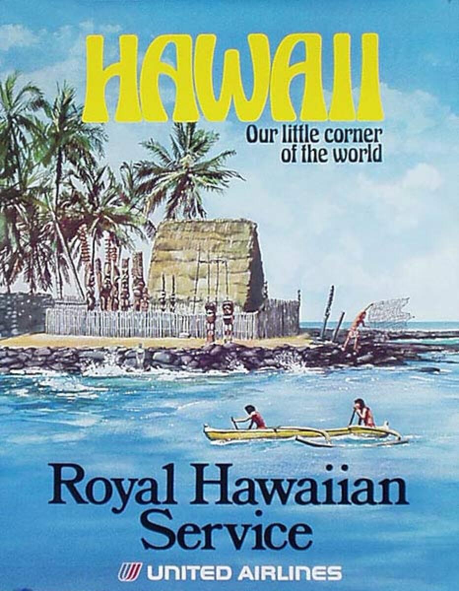 United Air Lines Original Travel Poster Royal Hawaiian