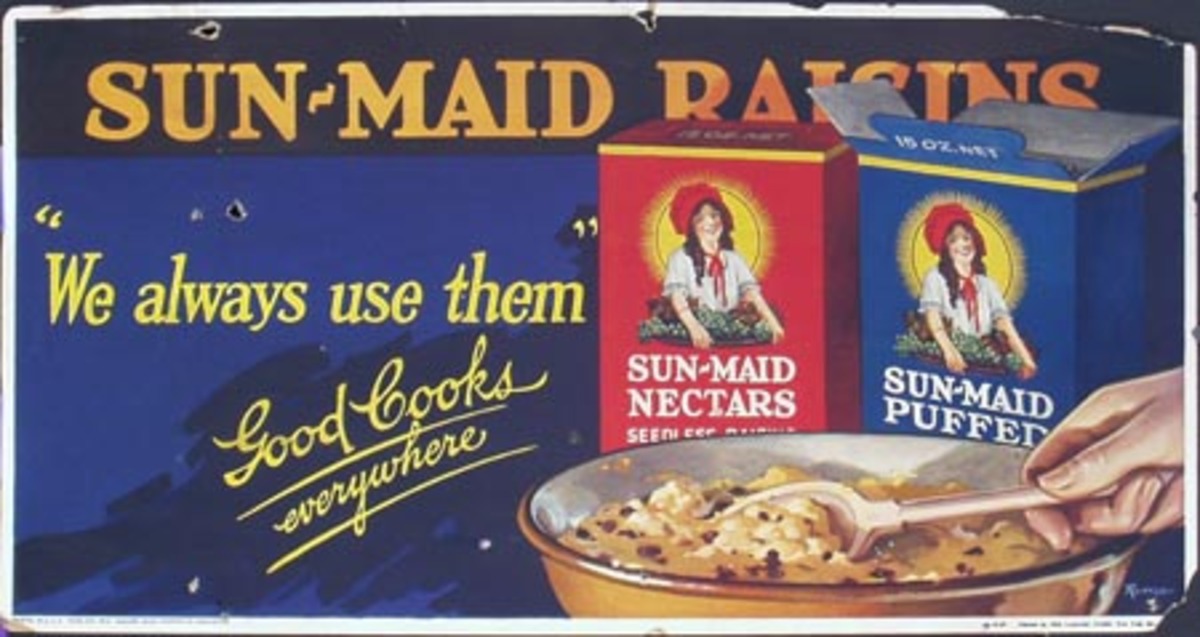 Sunmaid Raisins Original Vintage Trolley Card Advertising Poster