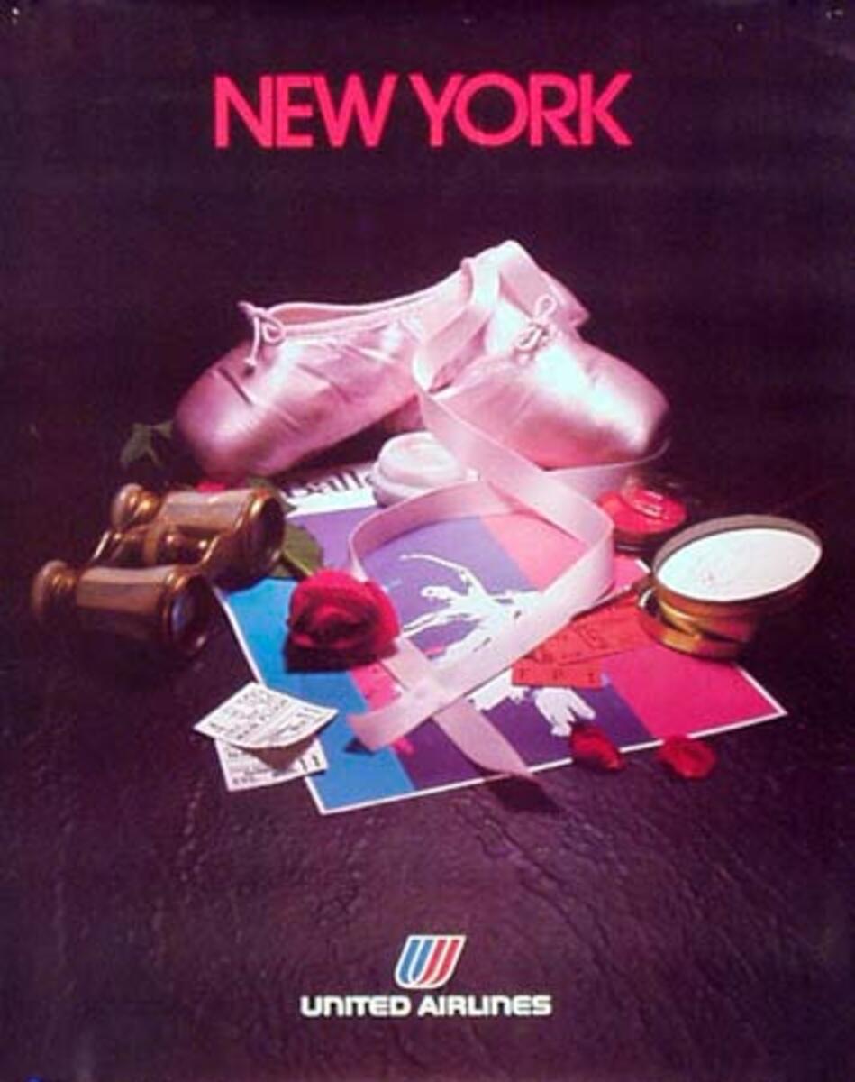 United Air Lines Original Travel Poster New York Ballet Slippers