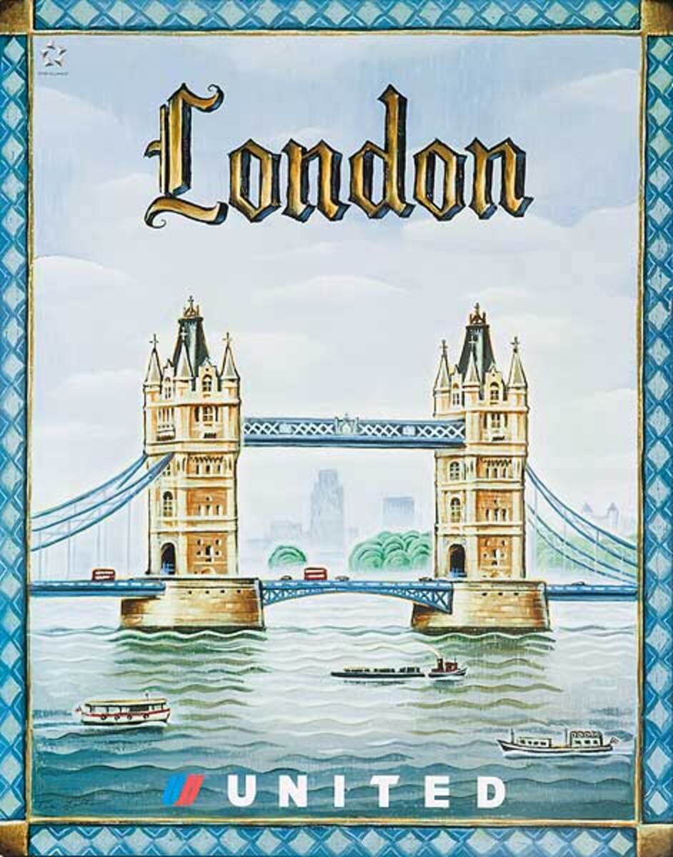 Original United Airlines Travel Poster London