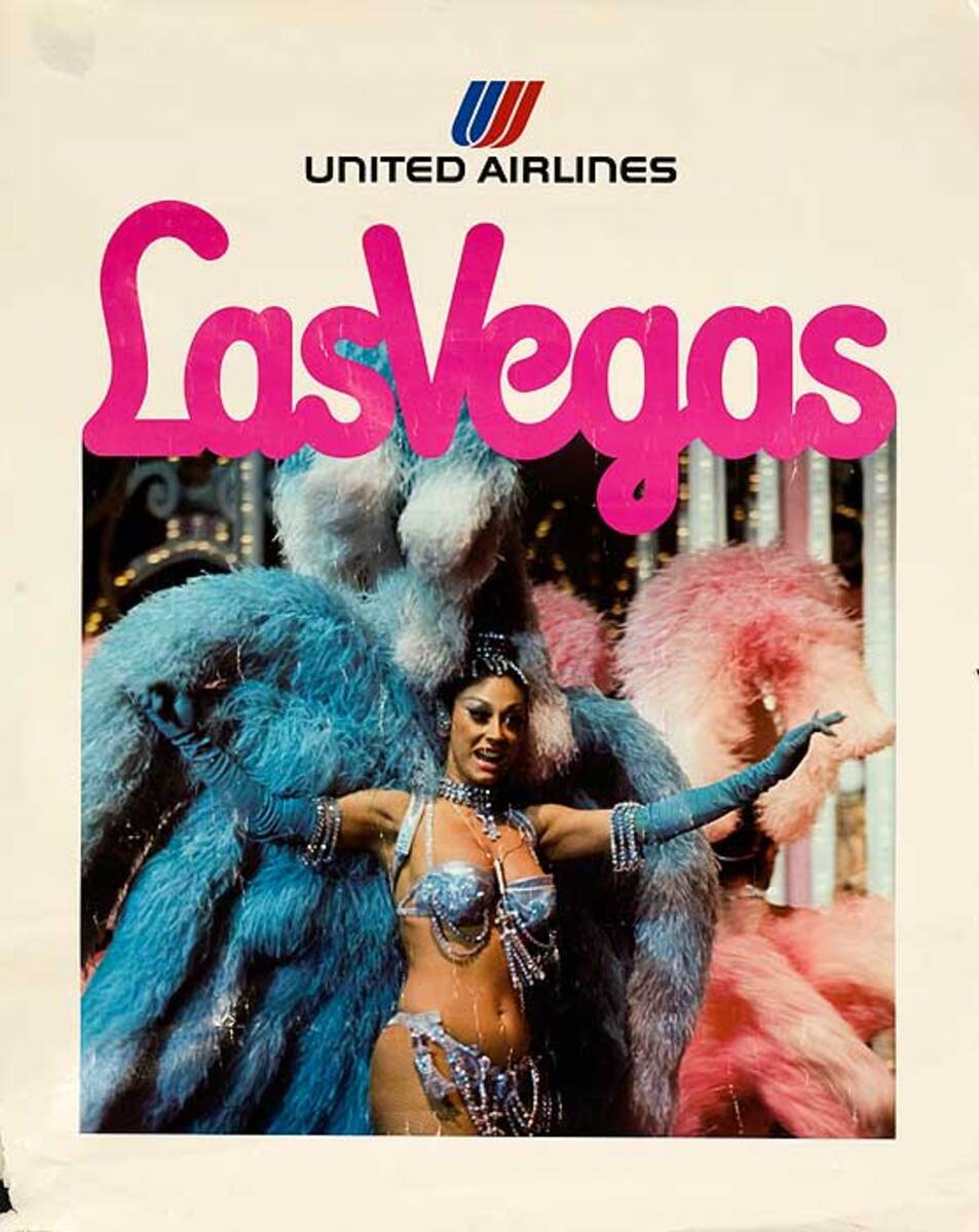 United Air Lines Original Travel Poster Las Vegas Showgirls Photo