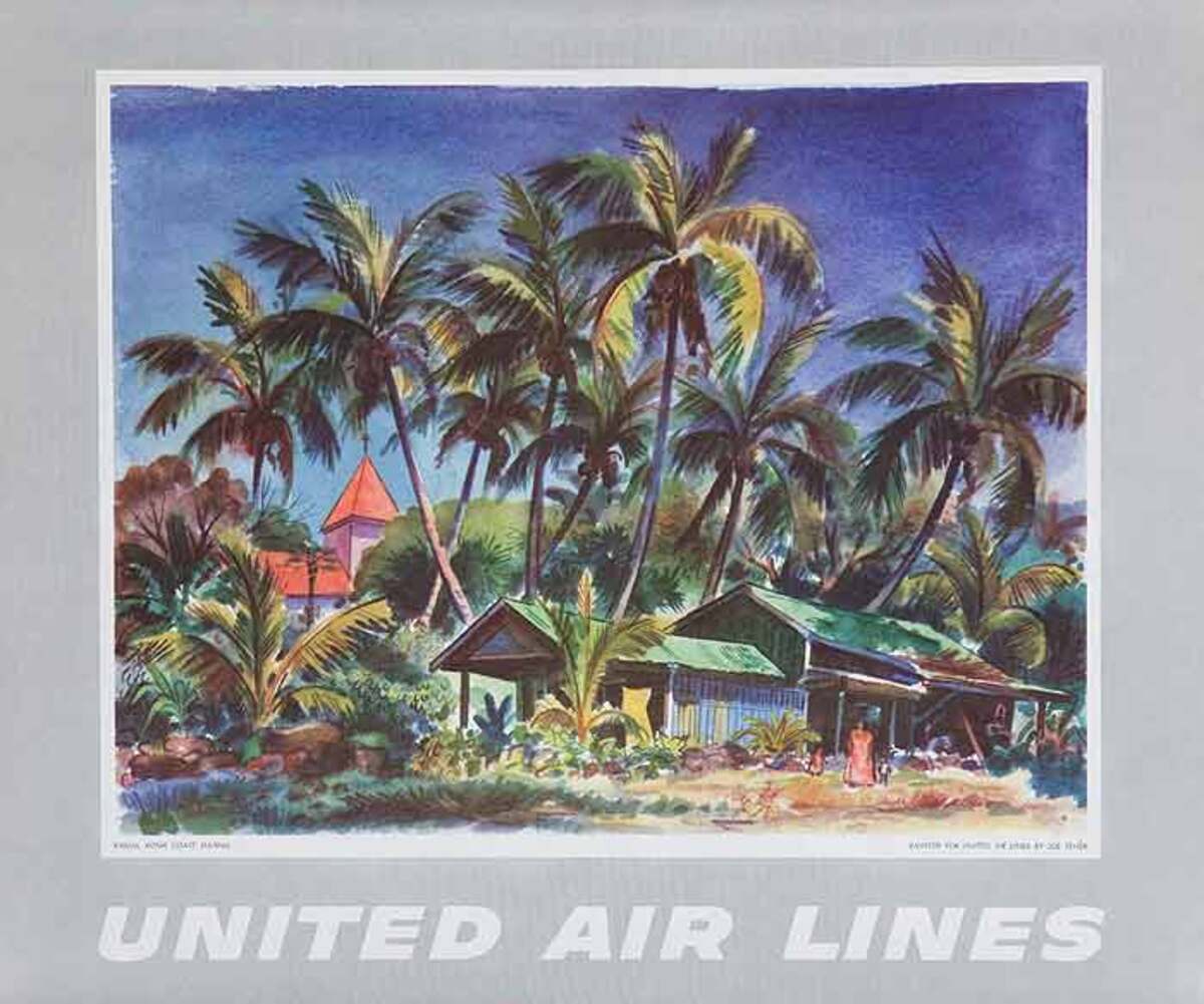 Kona Coast Hawaii United Air Lines Original Travel Poster