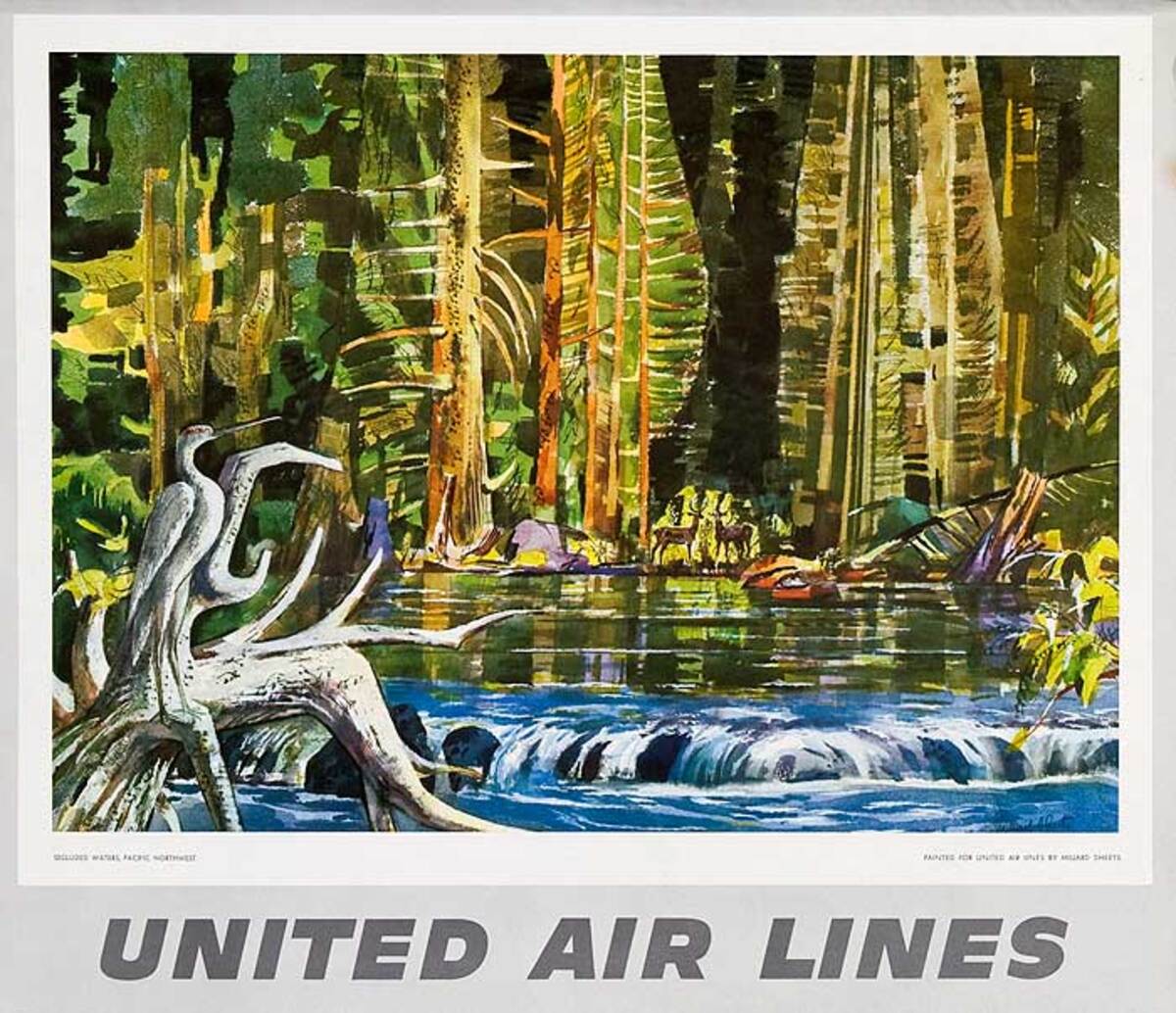 United Airlines Original Small Sized Poster Pacific Waters