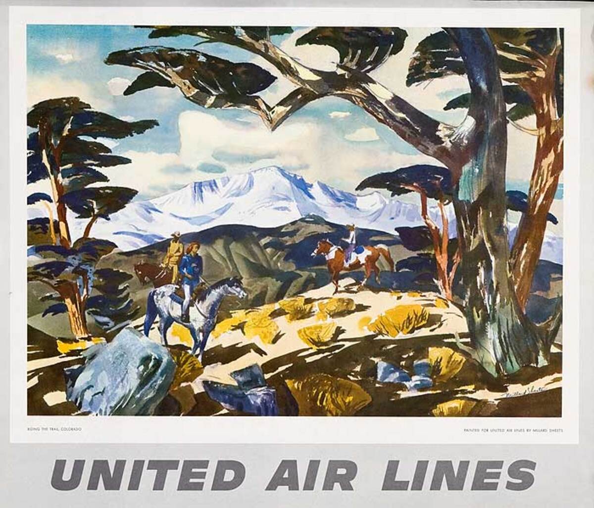United Airlines Original Small Sized Poster Trail Ride Colorado