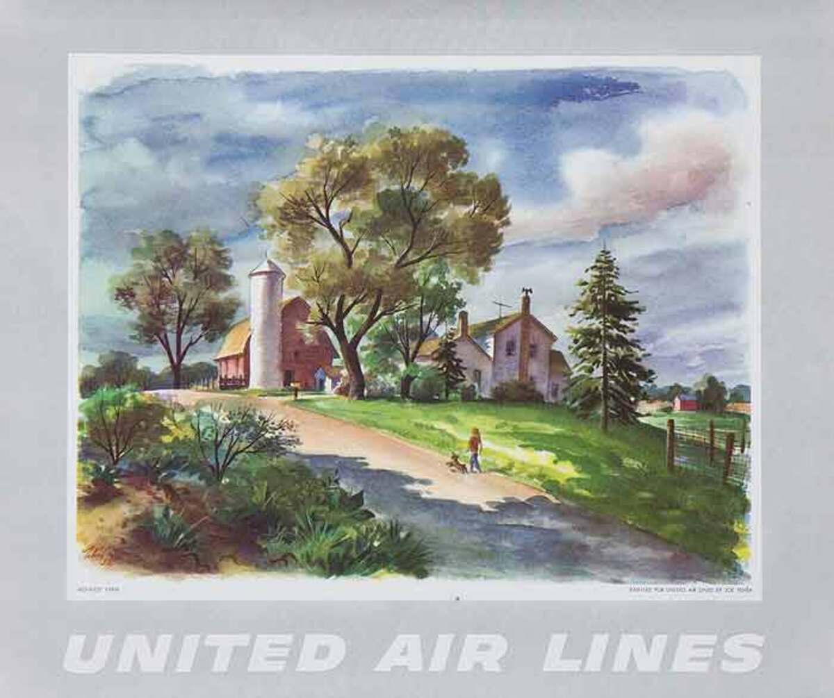 Mid West Farm United Air Lines Original Travel Poster