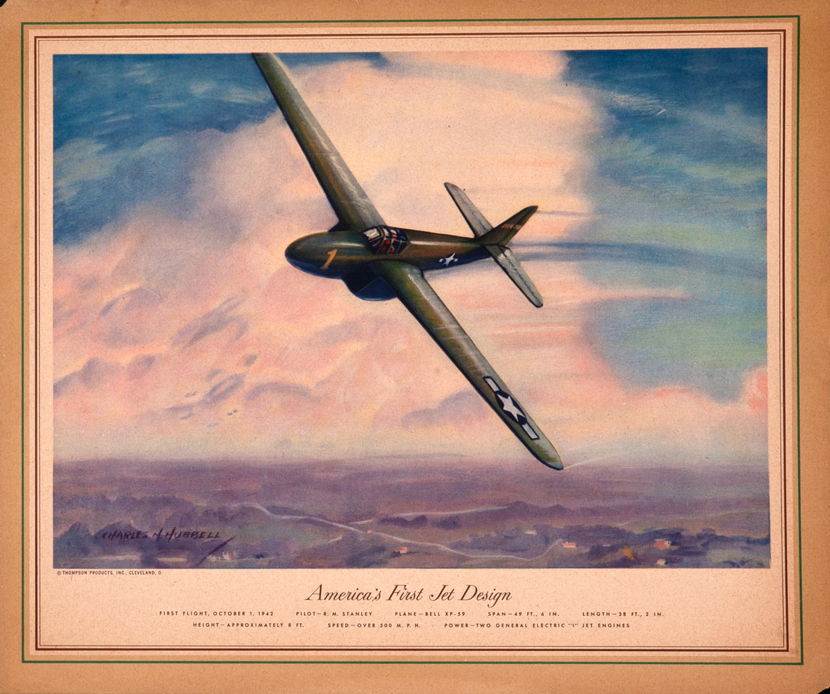 Vintgage Aviation Print Americas First Jet Design 